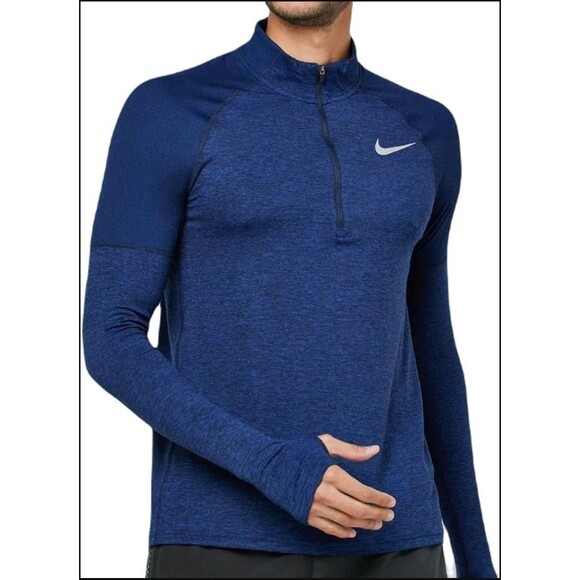 Nike Element 2.0 1/2 Zip Running Top Long-sleeve Dri-Fit Blue Mens Small - Picture 7 of 7
